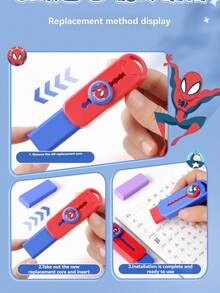 2件装 卡通动漫与联名漫威蜘蛛侠款1+1推拉式橡皮擦 少碎屑干净又超吸睛卡通橡皮擦 初中生高中生学习奖励礼物 青少年男女生教室办公铅笔签字写字通用擦不留痕迹 橡皮擦套装 圣诞节节日文具礼物 - 彩色 - 查看 8