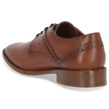 Zapato Choclo De Piso Para Caballero Color Miel De Piel Con Perforado Y Cintas Casual Con Plantilla Cómoda - Café integral - Ver 2