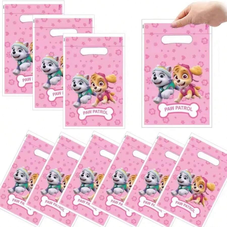 10pcs/30pcs Paw Patrol Party Gift Bags Dogs Skye Theme Plastic Candy Loot Bag For Birthday Party Favors Supplies Decor,The Perfect Party Gift, A Holiday Gift For Fans - Multicolor - View 1