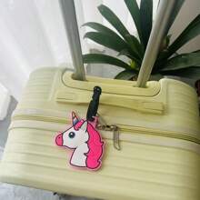 1pc/2pcs Cute Unicorn Luggage Tag Bag Charm, Pink Series, Perfect For Luggage, Backpack, Unique Gift For Boyfriend, Girlfriend Suitcase Tag Pendant Holiday Vacation For Travel For Honeymoon For College For School Bag For Flying For Cruise For Bags Portable Anti-Lost