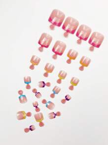 Instantly Upgrade Your Look With 96pcs Press On Nails Short Modern Fashion Square Nail Tips, Simple Daily Nail Charms, Colorful French Tip Nails Press On Fake Nails, Nude Pink Press On Toe Nails, Ins Style Nail Art, Detachable And Reusable Toenail Pieces, Glossy Nail Set, Sweet And Cute Nail Press On, Suitable For Girls And Women's Daily Life Nail Supplies