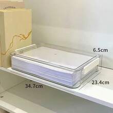 1 Pc A4 Clear File Box With Handle, PET Plastic Storage Box, ID Card/Document Holder, Portable Stackable Storage Container For Papers, Magazines, Photos And Files, Transparent Storage Box, Suitable For Home, Office And School - 無色 - 查看 10