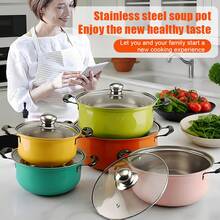 10-Piece Pot Set – Premium Stainless Steel Cookware Pots With Lids, Compatible With Electric, Induction, And Gas Stoves, Multicolor - 彩色 - 查看 10