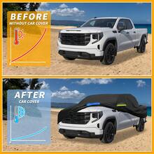 Car Cover Waterproof All Weather 210D, UV Sun Rain Protection, With Left Side Zipper - Black Blue for GMC Sierra - View 4