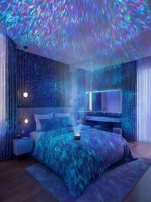 1 pièce Veilleuse à effet d'eau ondulante - Alimentée par USB, lumière étoilée multifonctionnelle, convient pour la décoration de la chambre à coucher et du salon, créant une atmosphère romantique - un cadeau inoubliable pour Noël, la Saint-Valentin, les mariages et les anniversaires