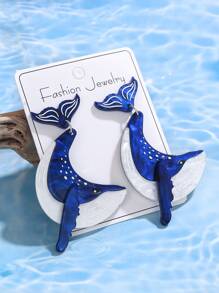 1 Paar blaue Wal Schwimm Acryl Ozean Thema Ohrringe, geeignet für den täglichen Gebrauch von Frauen