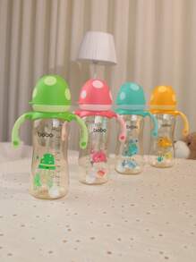 1pc Baby PPSU Bottle, Wide Mouth Mushroom Head Milk Bottle With Handle, Suitable For Babies 12 Months+, 11.2OZ/330ML