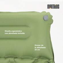 Colchon Inflable Individual Personal Acampar Marthing CIIND Cama Inflable Portatil Guardado Compacto Facil de Usar Inflado Rapido con el Pie Colchon Ideal para Acampar Exterior y Jardin Camping - Verde - Ver 4