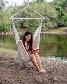 Hammock Chair Swing (500 Lbs Max) - Hanging Hammock Chair Rope Swing Indoor Hammock Chair,Outdoor Furniture,Swing Chair For Room,Amaca Para Adultos,Hamacas Para Adultos,Columpio Para Patio,Swing Sets Backyard, Patio Furniture Set For Bedroom, Outdoor, Patio, Bedroom, Porch, Deck - Sturdy Steel Bar With Anti-Slip Safety Rings - 封面+白色 - 查看 1