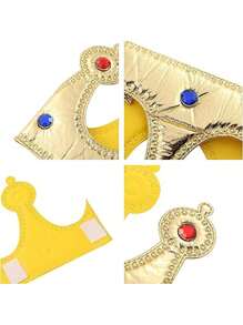 1 Piece Of Adult Golden King Crown, Diamond Cloth Prince Costume, Headpiece, Cake Decoration, Birthday Party Crown Hat