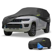 Car Cover Waterproof All Weather 210D, UV Sun Rain Protection, With Left Side Zipper - Black Blue for Grand Cherokee 2002-2025 - View 1