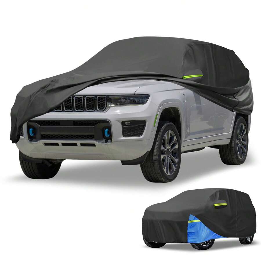 Car Cover Waterproof All Weather 210D, UV Sun Rain Protection, With Left Side Zipper - Black Blue for Grand Cherokee 2002-2025 - View 1
