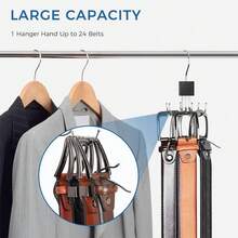 2/1pc 6-Hook Wooden Log Hanger Multi-Function 6 Rotation Hooks Hanger Wall-Mounted Belt Hanger Contemporary Closet Storage Accessory Multihook Hanger Space-Saving Organizer For Belts, Ties, Scarves, Bras & Underwear,Bedroom Room Decor,Back To School - Multicolor - View 4