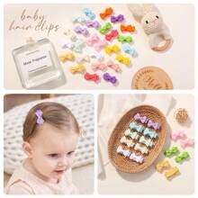 Mini barrettes et nœuds en ruban gros-grain doublé pour filles – 3 cm (25 paires de couleurs, 50 pièces)