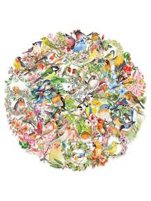 1 Pack 50pcs Flower & Bird Pattern Stickers, Waterproof For Scrapbooking, Journals, Cups, DIY Crafts School Supplies, Back To School - Style 2 - View 2