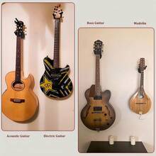 金属吉他壁挂架 1/2/3/4 件套，U 型吉他壁挂架，吉他支架挂钩，适用于原声吉他、电吉他、班卓琴、贝斯，是送给吉他手的礼物 - 黑色 - 查看 6