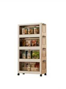 3/4/5layer Folding Storage Cabinet, Large Capacity Magnetic Double Opening Storage Box, Large Storage Box With Lid And Wheels, Can Store Clothes, Snacks, Toys And Books, Outdoor Foldable Container For Home And Office