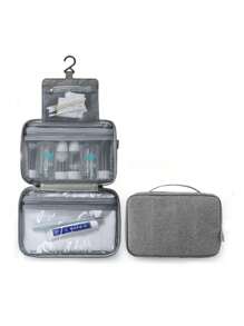 Bolsa de Higiene de Gancho Pendente com Grande Capacidade, Bolsa de Maquiagem À Prova D'água Dobrável, Organizador de Viagem, Bolsa Cosmética, Bolsa de Maquiagem, Bolsa de Viagem de Higiene, Bolsa de Armazenamento de Maquiagem para Mulheres, Bolsa de Armazenamento de Maquiagem e Lâminas, Organizador de Maquiagem Multifuncional para Praia, Férias, Negócios, Materiais Escolares para Estudante, Trabalhador de Escritório