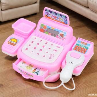 1 Set Girls Party Pretend Play Toy Set, Children Simulation Supermarket Cash Register Toy, Mini Cashier Machine, Role Play & Parent-Child Interaction Birthday Gift