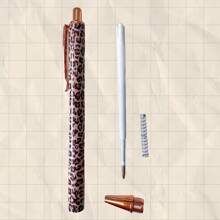 1 pieza Bolígrafo de punta redonda con opciones de varios colores, patrón de estampado de leopardo por transferencia térmica, bolígrafo neutro para firmar, gran leopardo, pequeño leopardo, nuevo leopardo, leopardo lindo para niñas, bolígrafo con película floral de transferencia térmica multicolor, metal, de vuelta a la escuela