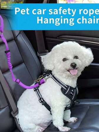 Harnais de sécurité pour animal de compagnie pour voiture, accessoires pour voiture pour animaux de compagnie, laisse pour animaux de compagnie, ceinture de sécurité pour chiens et chats, sangle de retenue pour appuie-tête de voiture, tissu en nylon réglable, sangle de sécurité pour véhicule pour chien, produit de ceinture de sécurité pour chien pour véhicule