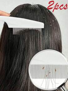 2 piezas/1 pieza (grande o pequeño) Peine fino antifcaspa de dientes extra juntos, limpiador cabelludo, herramienta para eliminar piojos, pasadores para el cabello, accesorios para el cabello, útiles escolares