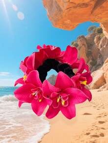 1pc Faux Fabric Daisy Flower Scrunchie, Women Hair Accessories For Bun, Beach Vacation, Wristband, Hair Bobbles ,Head Piece - Multicolor - View 22