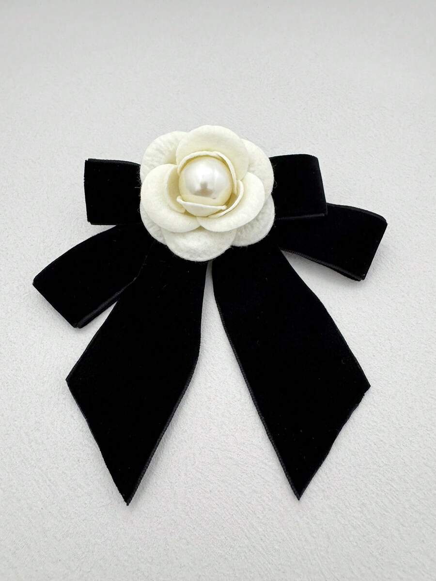 Bros Pin Kerah Bunga Kamelia Pita Matte Baru Gaya Korea Mewah, Bros Bunga Pita untuk Wanita