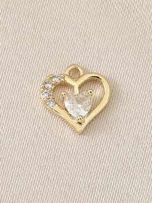 3件套DIY吊坠，心形锆石吊坠，精致百搭，铜镶嵌锆石，18K镀金和镀银可选 - DIY愛心配件 - 查看 11