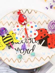 50PCS Lollipop Cards, Super Cute Insect Candy Lollipops, Perfect For Decorating Weddings And Birthday Parties-Exchange Cards Party Favors Candy Package Wrapping - Multicolor - View 2