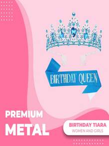 2pcs/Set Baroque Style Rhinestone Zinc Alloy Birthday Crown + Sash Suit, Suitable For Birthday Party, Birthday Queen Tiara Headpiece + Shoulder Strap Accessory