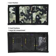 Carteras de camuflaje para hombres, mujeres y tarjetero, mini cartera, monedero, billetera plegable, regalo - Negro - Ver 2