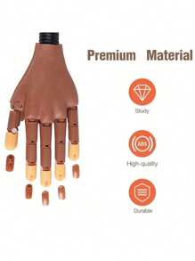 Movable Arm Nail Practice Hand - Flexible Adjustable Fake Mannequin Hand With 3 Fingers & 100Pcs Refill Nail Tips - Professional Training Tool For Nail Art Beginners, Nail Tech Students, Salon Trainees - Home Practice Studio, Nail Salon Classroom Essential
