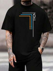Camiseta negra para hombre inspirada en Tron - Ropa para fanáticos de películas retro de los 80 - Camiseta gráfica genial para amantes de la tecnología, jugadores y ciencia ficción - Diseño único de Tron - Algodón premium - Negro - Ver 1