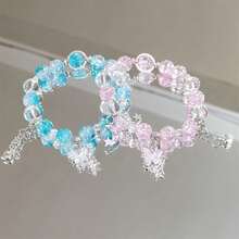 1 件月亮和星星串珠手链，蝴蝶和心形吊坠手链，多色时尚甜美星月串珠手工手链，适合男女日常佩戴、派对、约会，是送给朋友和家人的完美礼物 - 星月蝴蝶愛心手鍊 - 查看 3