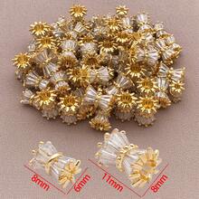 1/2/3件18k镀金珠帽锆石双花珠帽花丝花珠黄铜珠隔片双头珠帽适用于珠宝制作手链耳环用品女士 - 彩色 - 查看 13