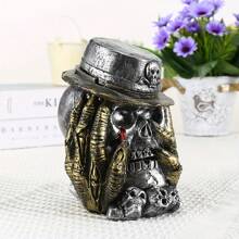 1pc Creative Face-Holding Skull, Hat Ornament, Ornament Ashtray Home Decor Halloween Decor Fall Decor Room Decor