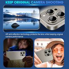 ZYONS 3 piezas Protector de lente de cámara, apto para iPhone 17 Pro Max, 17 Pro, 17 Air, 17 16e, 14, 15, 16, 16 Plus Pro/16 Pro Max, 13, 12, 11, anillo de metal independiente, película protectora anti-arañazos de dureza 9H, diseño de moda, adecuado para fundas de teléfono (Gris titanio)