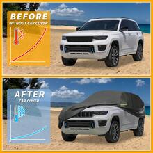 Car Cover Waterproof All Weather 210D, UV Sun Rain Protection, With Left Side Zipper - Black Blue for Grand Cherokee 2002-2025 - View 4