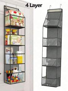 1pc 6-Compartment Foldable Hanging Bag For Snacks, Toys, Clothes Storage, Grey, With 2 Hooks For Wall/Cabinet/Door Hanging In Kitchen/Bathroom,Rear Door Storage Hanging Bags, Wall-Mounted Fabric Storage Bags, Dormitory Organizational Gadgets, And Household Wall-Mounted Storage Solutions.