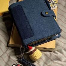 A7 Jean Binder Notebook Cover, DIY Junk Journal Loose Leaf Handbook, Gird/Blank/Line Refill Papers, PP Refill Sleeves, Large Capacity Organizer Book, School Supplies,Back To School - Multicolor - View 8