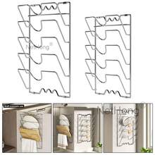 5 Tiers Pot Lid Holder Storage Rack Wall Mounted Pan Cover Organizer Kitchen - Silver - View 9