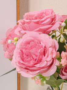 1 pièce/3 pièces Bouquet de fleurs de pivoines et roses artificielles pour la décoration de mariage, décor de plantes artificielles pour la pièce, décoration d'automne, fausses fleurs pour jardin d'automne, centres de table, matériaux pour bouquets de mariée, matériaux de décoration de gâteau, de couronnes, de décoration de vase à domicile, de jardin d'extérieur en automne, de fête d'anniversaire, de décoration sur site, de cadeaux de la Saint-Valentin et de décorations du Nouvel An