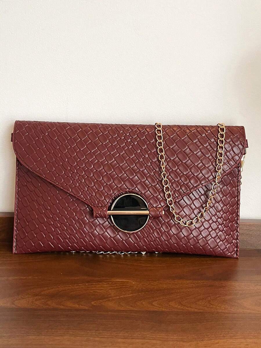 最新小众设计时尚编织纹理信封包，复古女士手提包