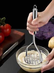 1/2pcs [Stainless Steel Potato Ricer] Stainless Steel Potato Ricer, Manual Sweet Potato Masher Multifunctional Kitchen Gadget For Smooth Mashed Potatoes, Vegetable And Fruit Puree Maker, Ideal Christmas Gift, Durable Kitchen Tool, Ergonomic Handle - Multicolor - View 10