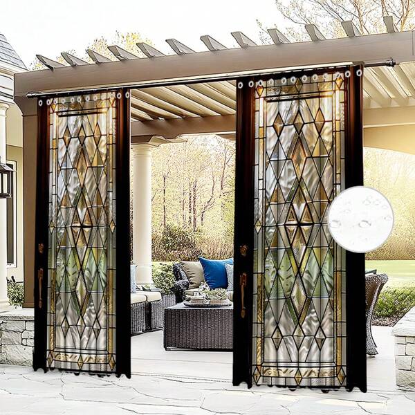 2pcs Print Pattern Outdoor Curtains, Washable Window Curtains - Perfect For Home Decor, Patio, Pavilion, Courtyard, Garden