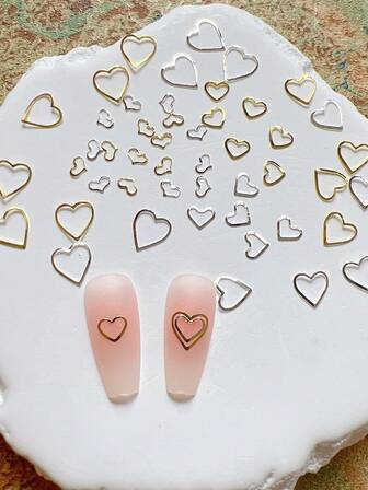 Nagelkonst Legeringsdekor Hjärta Ihålig Cirkel Nit Metalltillbehör, Minimalistiska Metalltillbehör