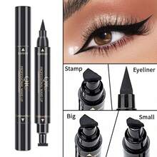 QIC 二合一印章眼线笔、黑色液体双头防水眼线笔翼状眼线笔、翼状印章眼线笔、完美翼猫眼模板印章适用于所有眼部化妆工具、午夜黑防水防晕染眼线笔、Vamp Wing、Wing Liner 三角头眼线笔（10mm 经典款） - 黑色 - 查看 2
