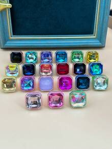 1 chiếc/20 chiếc Nhẫn nhựa pha lê hình bát giác sang trọng, Nhẫn đôi DIY nhiều màu, Thích hợp cho phụ nữ mặc thường ngày/dự tiệc và làm quà tặng Valentine - vòng nhựa - Xem 13