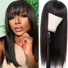 Bone Straight BoB Wig Human Hair Wigs 200 Density HD Lace Front Human Hair Wig With Bangs Brazilian Remy Closure Wig - #1 - Xem 10